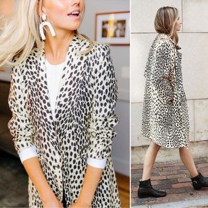 Emerson Fry Wingtip Spotted Snow Leopard Linen Trench Coat White Black. 8